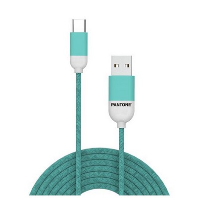 PANTONE USB-C-Kabel – 3 A – 1 Meter – Gummikabel – Hellblau-Cyan